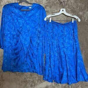 Nora Noh 100% Silk Vintage ‘80’s Women’s Dress Shirt And Skirt  Size 12